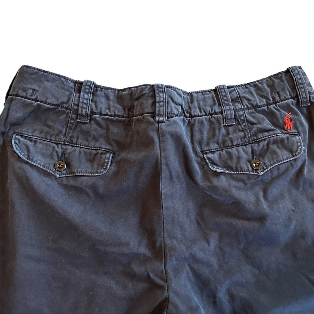 Polo Ralph Lauren Vintage Mens 34 Blue with Red Pony Chino Shorts Preppy Classic - Picture 3 of 10